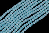 Cats Eye- Selenite Quartz- High Quality in Smooth Round, 4mm, 6mm, 8mm, 10mm, 12mm- Full Strand 15.5 inches Long- Dark Aqua BlueBlue
