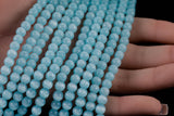 Cats Eye- Selenite Quartz- High Quality in Smooth Round, 4mm, 6mm, 8mm, 10mm, 12mm- Full Strand 15.5 inches Long- Dark Aqua BlueBlue