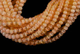 Cats Eye- Selenite Quartz- High Quality in Smooth Round, 4mm, 6mm, 8mm, 10mm, 12mm- Full Strand 15.5 inches Long- Umbre Orange Yellow