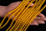 Cats Eye- Selenite Quartz- High Quality in Smooth Round, 4mm, 6mm, 8mm, 10mm, 12mm- Full Strand 15.5 inches Long- Golden Yellow