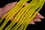 Cats Eye- Selenite Quartz- High Quality in Smooth Round, 4mm, 6mm, 8mm, 10mm, 12mm- Full Strand 15.5 inches Long- Lemon Yellow