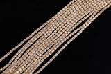 Cats Eye- Selenite Quartz- High Quality in Smooth Barrel 4x6mm- Full Strand 15.5 inches Long- Light Champagne