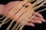 Cats Eye- Selenite Quartz- High Quality in Smooth Barrel 4x6mm- Full Strand 15.5 inches Long- Light Champagne