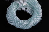 Cats Eye- Selenite Quartz- High Quality in Smooth Barrel 4x6mm- Full Strand 15.5 inches Long- Light Aqua