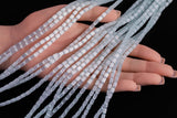 Cats Eye- Selenite Quartz- High Quality in Smooth Barrel 4x6mm- Full Strand 15.5 inches Long- Light Aqua