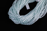 Cats Eye- Selenite Quartz- High Quality in Smooth Barrel 4x6mm- Full Strand 15.5 inches Long- Light Aqua