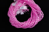 Cats Eye- Selenite Quartz- High Quality in Smooth Barrel 4x6mm- Full Strand 15.5 inches Long- Fusia Pink