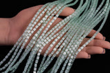Cats Eye- Selenite Quartz- High Quality in Smooth Barrel 4x6mm- Full Strand 15.5 inches Long- Light Green