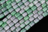 Cats Eye- Selenite Quartz- High Quality in Smooth Barrel 4x6mm- Full Strand 15.5 inches Long- Umbre Light Green