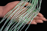 Cats Eye- Selenite Quartz- High Quality in Smooth Barrel 4x6mm- Full Strand 15.5 inches Long- Umbre Light Green