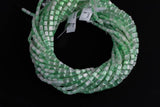 Cats Eye- Selenite Quartz- High Quality in Smooth Barrel 4x6mm- Full Strand 15.5 inches Long- Umbre Light Green