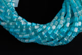 Cats Eye- Selenite Quartz- High Quality in Smooth Barrel 4x6mm- Full Strand 15.5 inches Long- Umbre Aqua