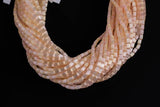 Cats Eye- Selenite Quartz- High Quality in Smooth Barrel 4x6mm- Full Strand 15.5 inches Long- Umbre Light Peach