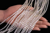 Cats Eye- Selenite Quartz- High Quality in Smooth Barrel 4x6mm- Full Strand 15.5 inches Long- Light Kunzite
