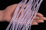 Cats Eye- Selenite Quartz- High Quality in Smooth Barrel 4x6mm- Full Strand 15.5 inches Long- Light Lavender