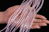 Cats Eye- Selenite Quartz- High Quality in Smooth Barrel 4x6mm- Full Strand 15.5 inches Long- Light Kunzite