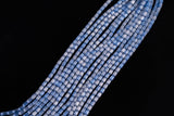 Cats Eye- Selenite Quartz- High Quality in Smooth Barrel 4x6mm- Full Strand 15.5 inches Long- Umbre Light Blue