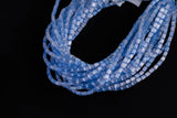 Cats Eye- Selenite Quartz- High Quality in Smooth Barrel 4x6mm- Full Strand 15.5 inches Long- Umbre Light Blue