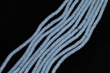 Cats Eye- Selenite Quartz- High Quality in Smooth Barrel 6mm or 8mm Full Strand 15.5 inches Long- Light Aqua Blue