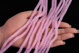 Cats Eye- Selenite Quartz- High Quality in Smooth Barrel 6mm or 8mm Full Strand 15.5 inches Long- Fusia Pink