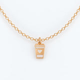 Gold Filled Necklace Coffee Cup Necklace or Charm, 14k Gold Filled or Sterling Silver, Dainty Minimalist Jewelry, Birthday Gift for Her