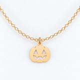 Gold Filled Necklace Jack-o'-lantern Pumpkin Halloween Necklace or Charm, 14k Gold Filled or Sterling Silver, Dainty Minimalist Jewelry