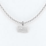 Gold Filled Necklace American Flag Wavy Necklace or Charm, 14k Gold Filled or Sterling Silver, Dainty Minimalist Jewelry