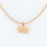 Gold Filled Necklace American Flag Wavy Necklace or Charm, 14k Gold Filled or Sterling Silver, Dainty Minimalist Jewelry