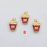 18K Gold pvd McDonalds large fries popcorn chicken charm enamel charm s Charms - Tarnish Resistant