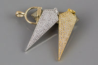 Long Marque Spike CZ Pave Pendant. Gold, gunmetal, silver. p13g72, p13g74, p13g76