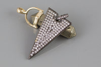 Long Triangle CZ Pave Pendant Gun Metal and Gold P13G68 P13G69 P13G70
