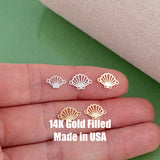 Scallop Sea Shell Beach Ocean Permanent Jewelry Connector Intricate Details Oyster Clam 14kt gold filled or Sterling Silver- Made in the USA