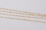 Bar Long and Short Chain 3mm Brass Ion Gold Plated Tarnish Resistant - sold by the yard