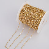 Bar Long and Short Chain 3mm Brass Ion Gold Plated Tarnish Resistant - sold by the yard