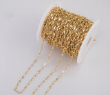 Bar Long and Short Chain 3mm Brass Ion Gold Plated Tarnish Resistant - sold by the yard
