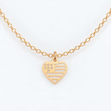 Gold Filled Necklace Heart American Flag USA Necklace or Charm, 14k Gold Filled or Sterling Silver, Dainty Minimalist Jewelry