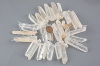 Natural Large Raw Brazilian Quartz Crystal Points - Top Drilled - Approx. 46 pcs - Full Strand Gemstone Beads