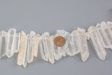 Natural Large Raw Brazilian Quartz Crystal Points - Top Drilled - Approx. 46 pcs - Full Strand Gemstone Beads