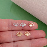 Scallop Sea Shell Beach Ocean Permanent Jewelry Connector Intricate Details Oyster Clam 14kt gold filled or Sterling Silver- Made in the USA