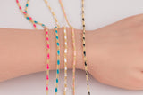 PVD Italian Enamel Chain for Permanent Jewelry by Yard, PVD Plated Stainless Plating Wholesale bulk Roll Chain White Black Pink Turquoise