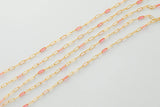 Gold Filled Enamel Chain Light pink and rose Colors - 2.0mm Paperclip Chain - 14/20 or Sterling Silver Enamel Chains - By the Foot