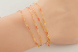 Gold Filled Enamel Chain Light pink and rose Colors - 2.0mm Paperclip Chain - 14/20 or Sterling Silver Enamel Chains - By the Foot