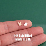 I love you Connector American Sign Language Rock on headbanger - 14Kt Gold Filled Sterling Silver Connectors - Permanent Jewelry Supply