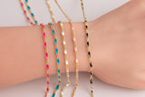 PVD Italian Enamel Chain for Permanent Jewelry by Yard, PVD Plated Stainless Plating Wholesale bulk Roll Chain White Black Pink Turquoise