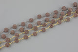 Natural Lava Rocks Rosary Chain by the foot. 8mm Plated Brass Wire.