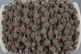 Natural Lava Rocks Rosary Chain by the foot. 8mm Plated Brass Wire.