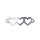 Heart Triple 3 linked heart - Permanent Jewelry Connector or Charm- 14kt gold filled or Sterling Silver - Made in the USA