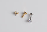 4mm- Stainless- Tiny Cartilage Earring, Push Pin Labret, Nose Ring, Tragus, Conch, Helix, Flat Back Piercing Jewelry
