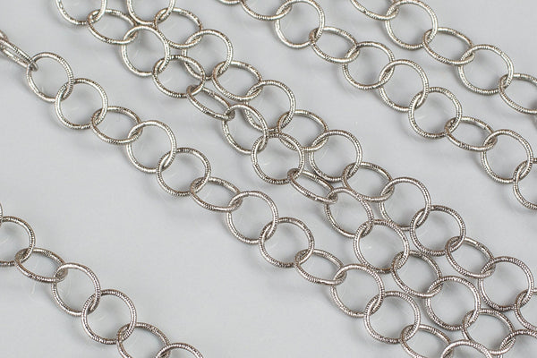 Textured Round Gun Metal Chain by the Yard