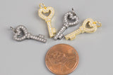 Key Charm CZ Pave 20mm Pendant